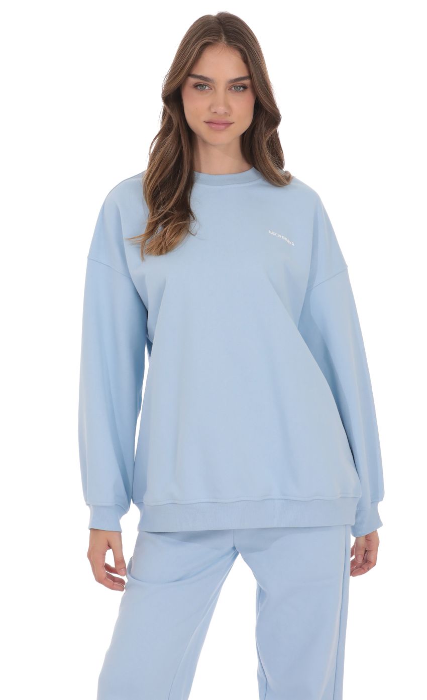 Product image for Lucy Oversized Crewneck in Blue