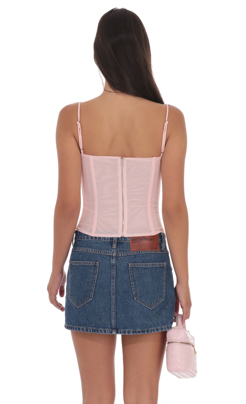 Product image for Ruched Mesh Top in Pink