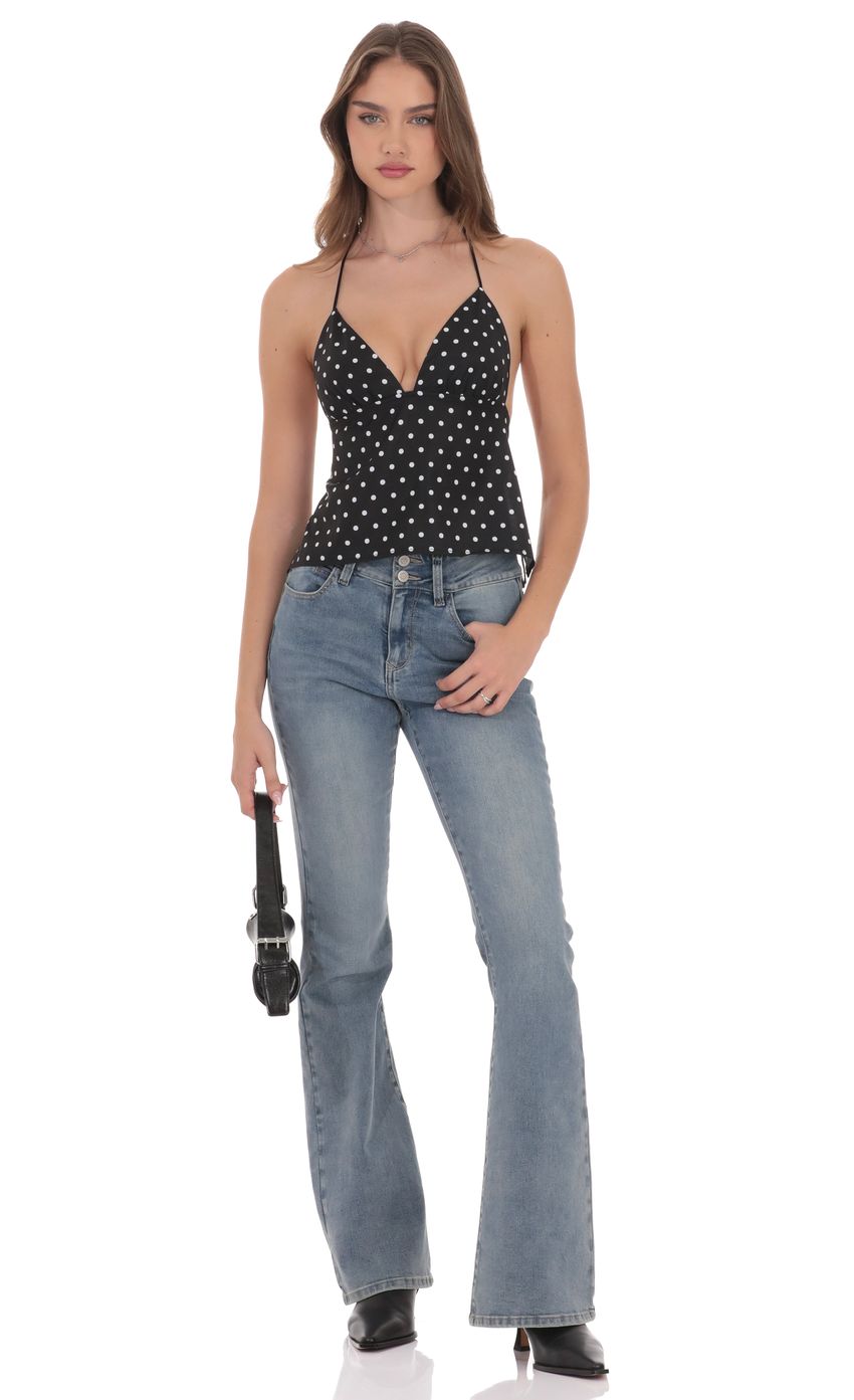 Product image for Triangle Polka Dot Top in Black