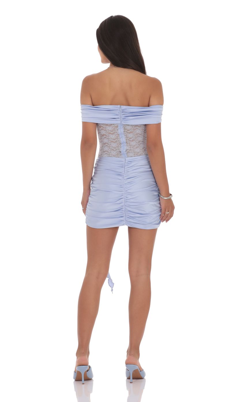 Product image for Off Shoulder Lace Cutout Dress in Light Blue