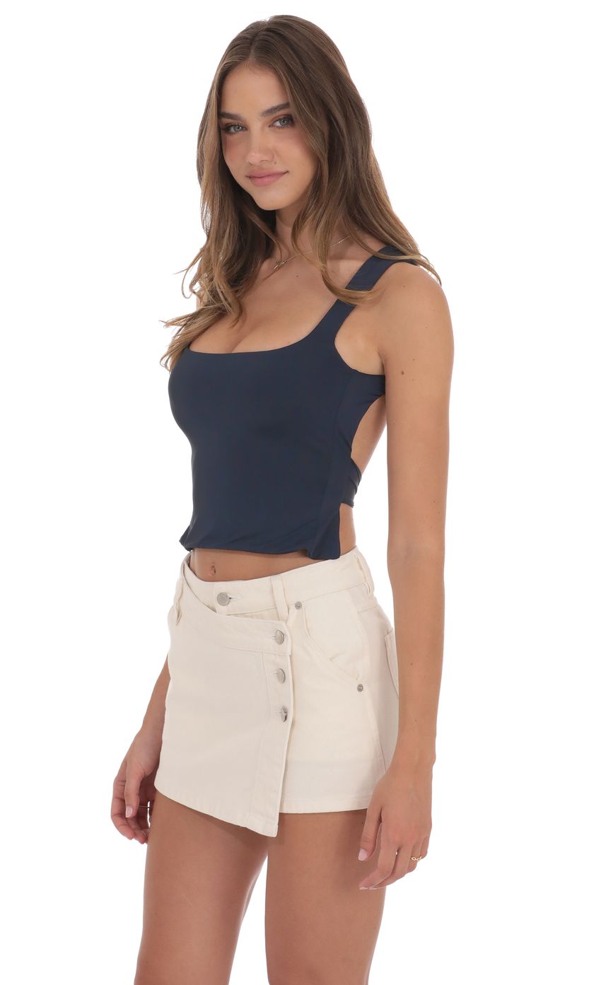 Product image for Scoop Neck Open Back Top in Navy