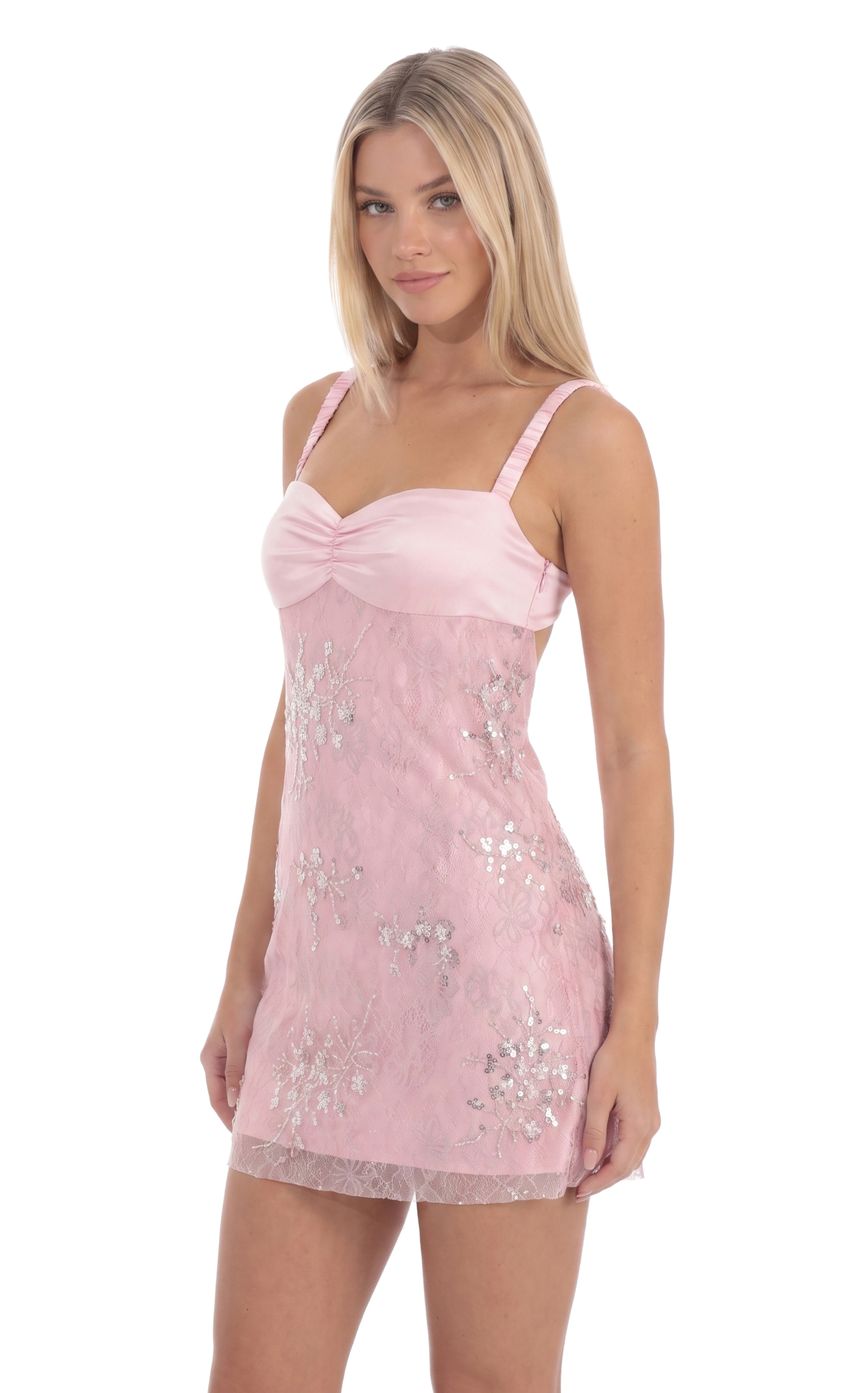 Product image for Sequin Lace Mini Dress in Pink