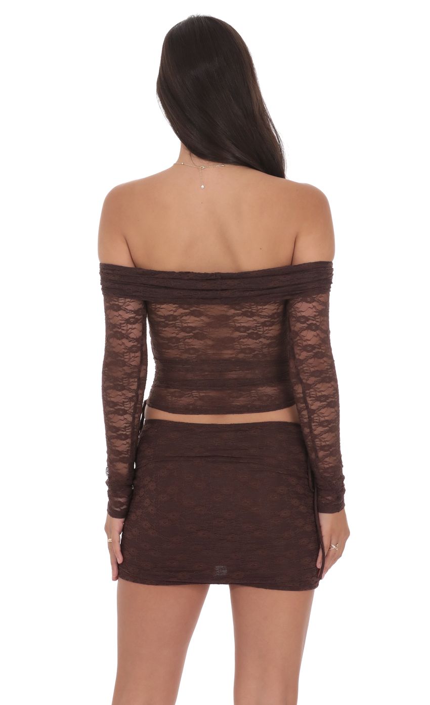 Product image for Off Shoulder Ruched Top in Brown