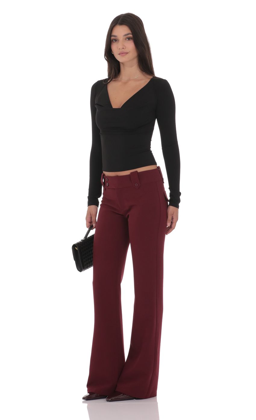 Product image for Low Rise Boot Cut Pants in Burgundy