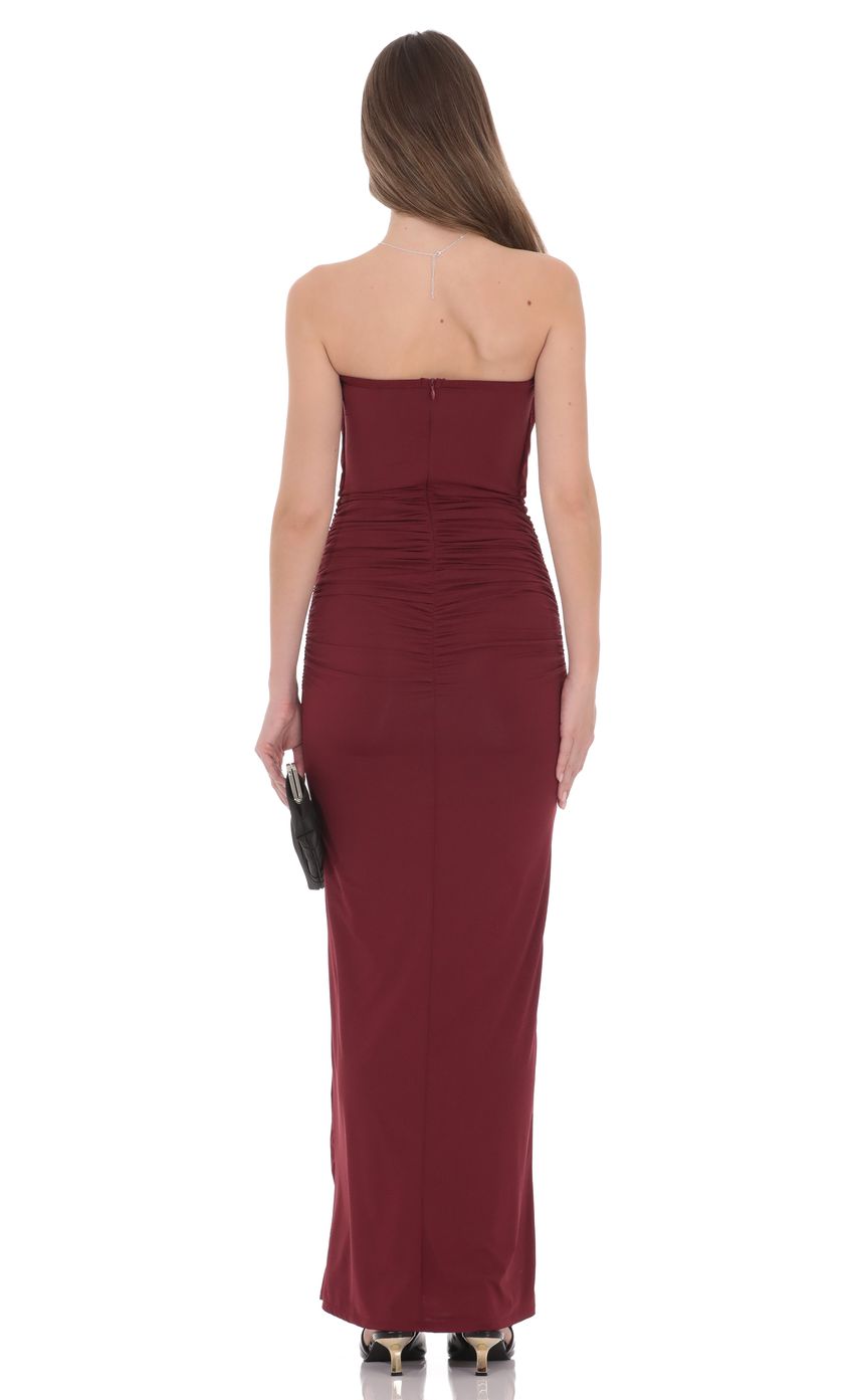 Product image for Draped Cutout Maxi Dress in Burgundy