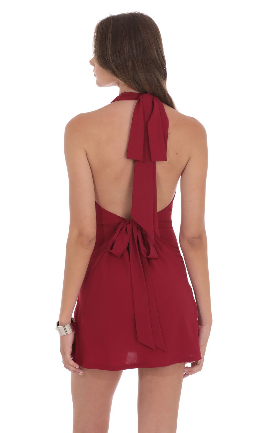 Product image for Cowl Neck Halter Dress in Red