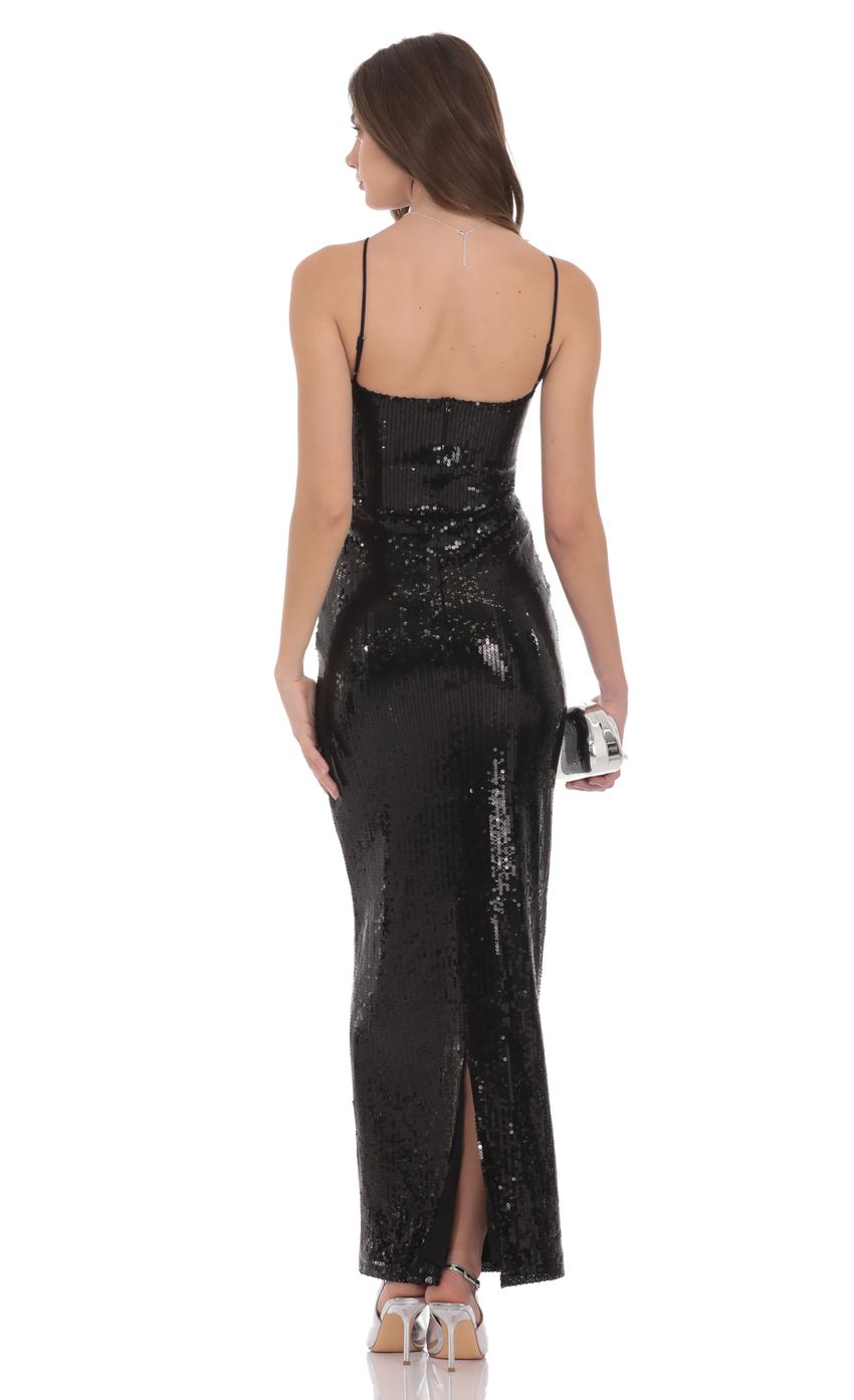 Product image for Sequin Keyhole Maxi Dress in Black