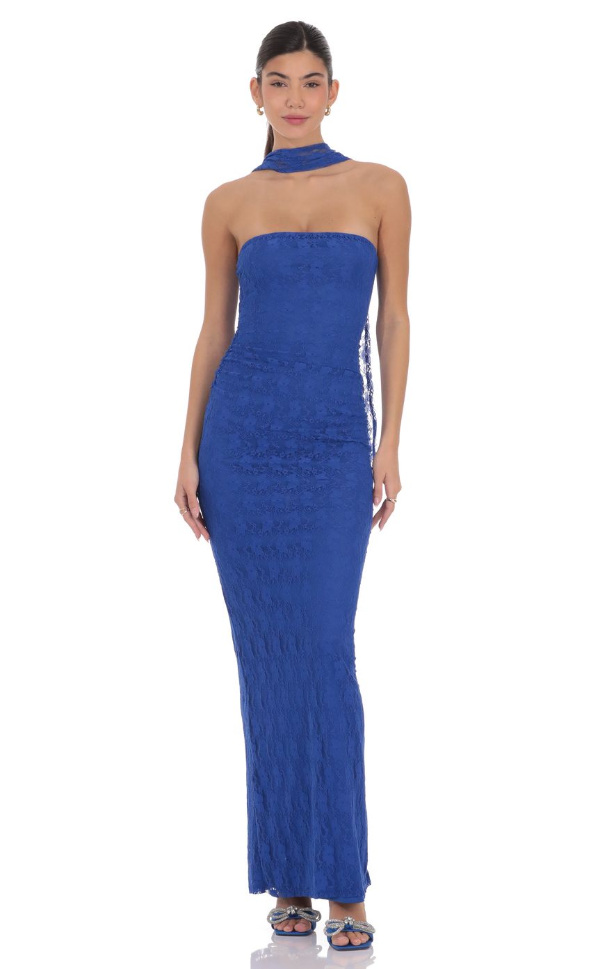Product image for Scarf Lace Maxi Dress in Royal Blue