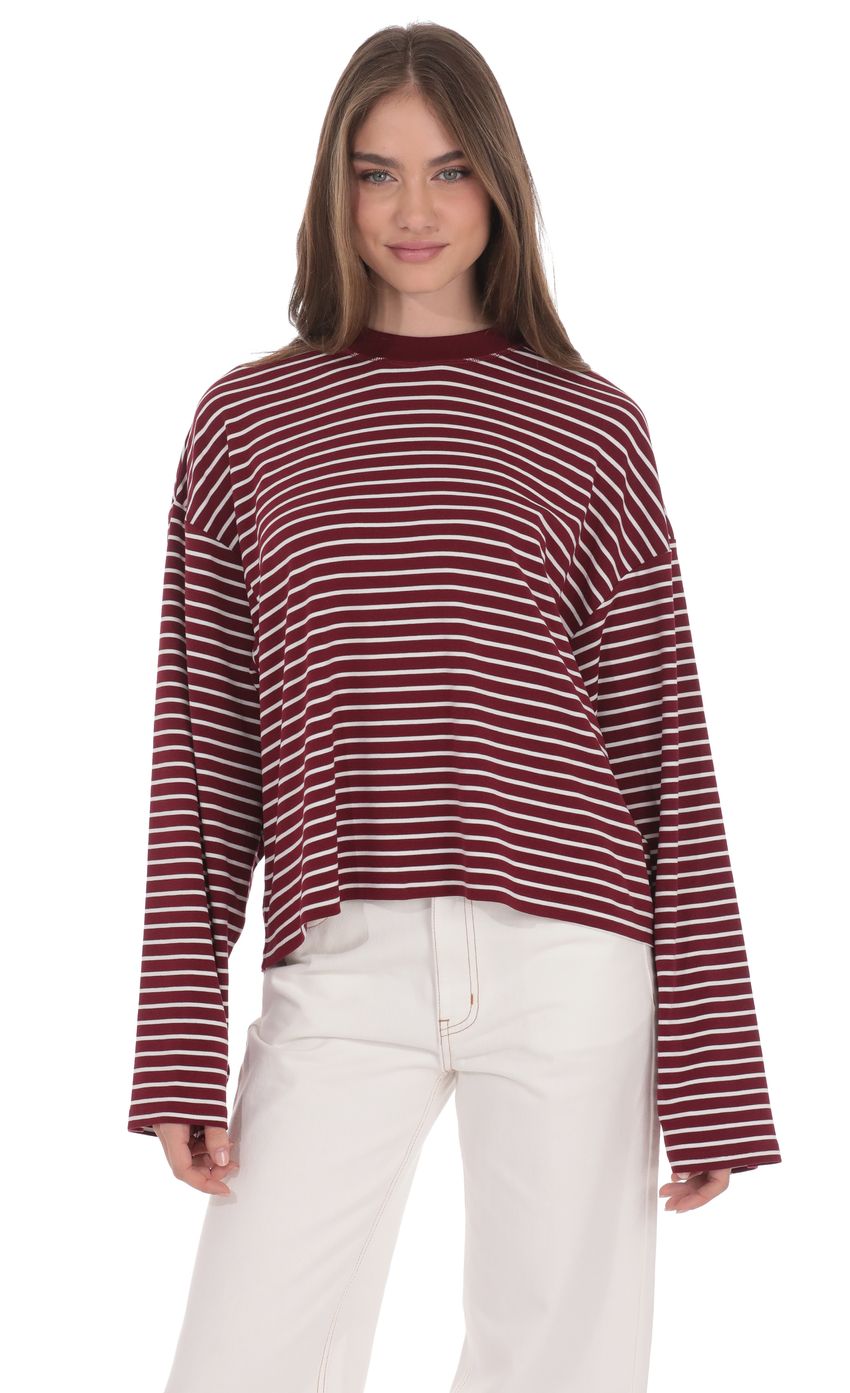 Product image for Oversized Striped Shirt in Red and White