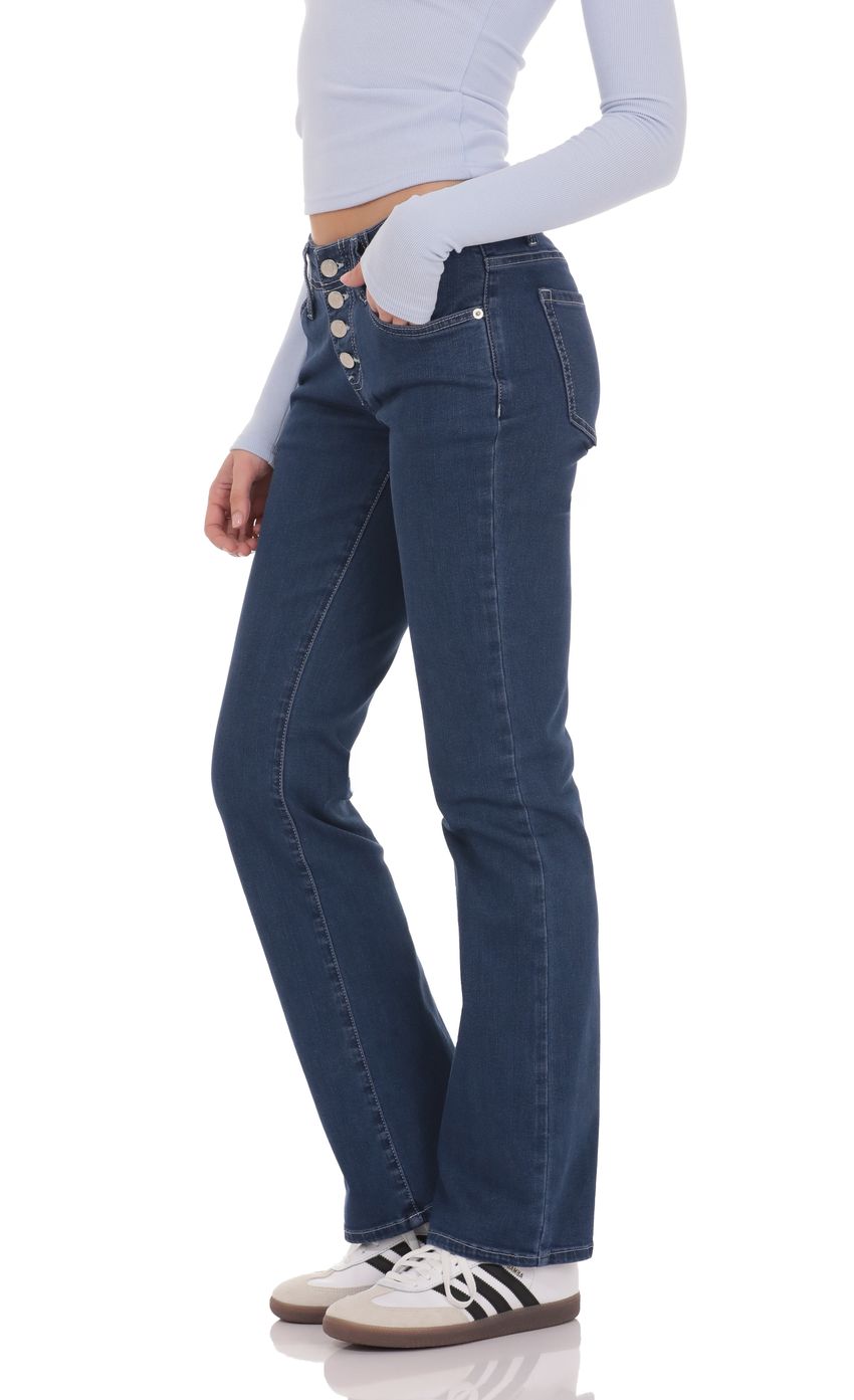 Product image for Button-Fly Slim Jeans in Dark Blue