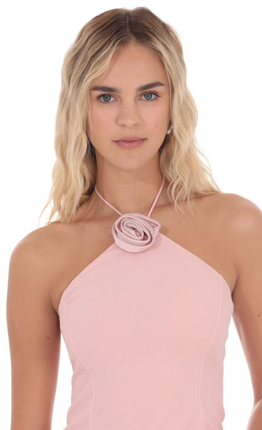 Product image for Rhinestone Rosette Top in Pink