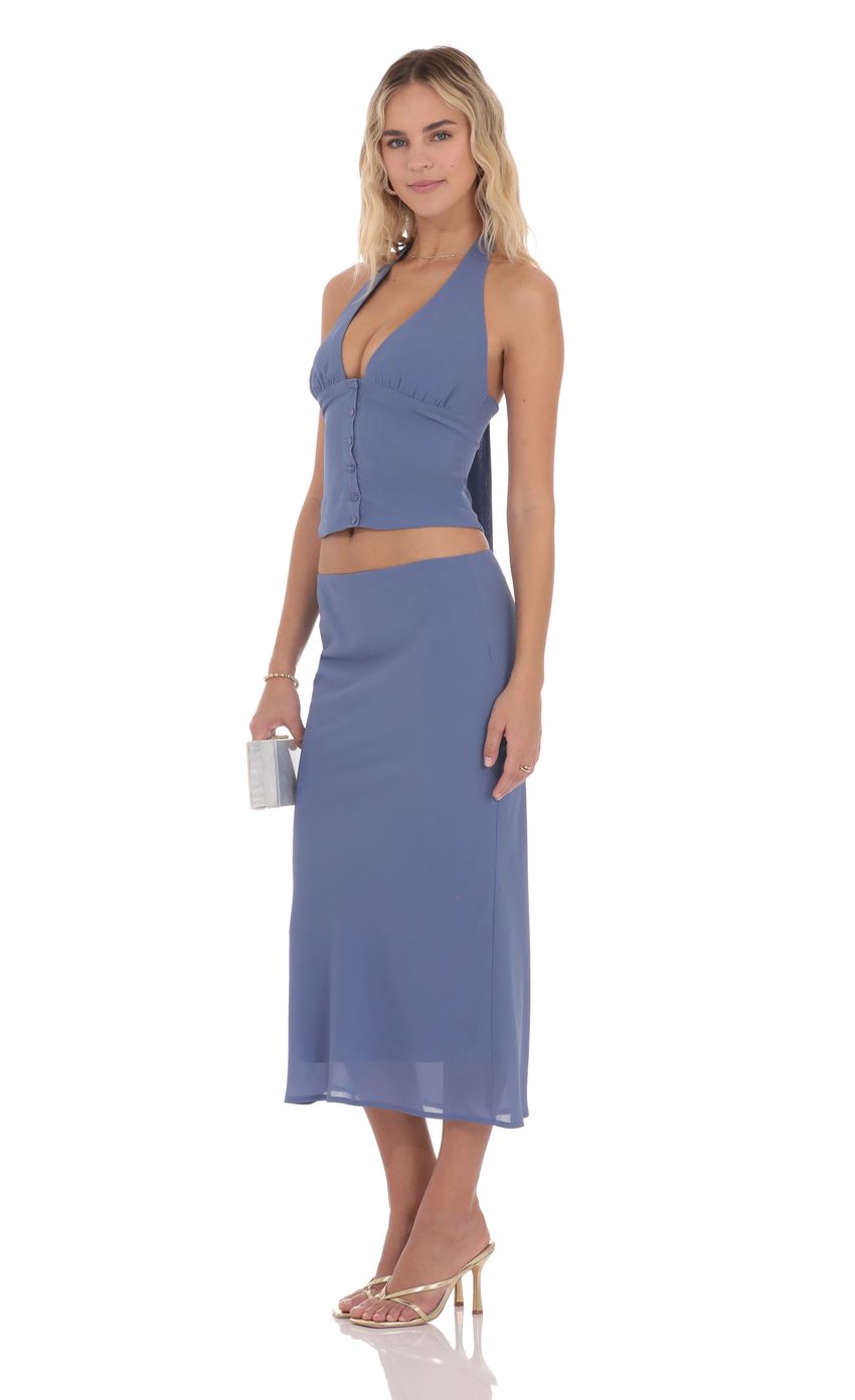 Product image for Chiffon Midi Skirt in Powder Blue