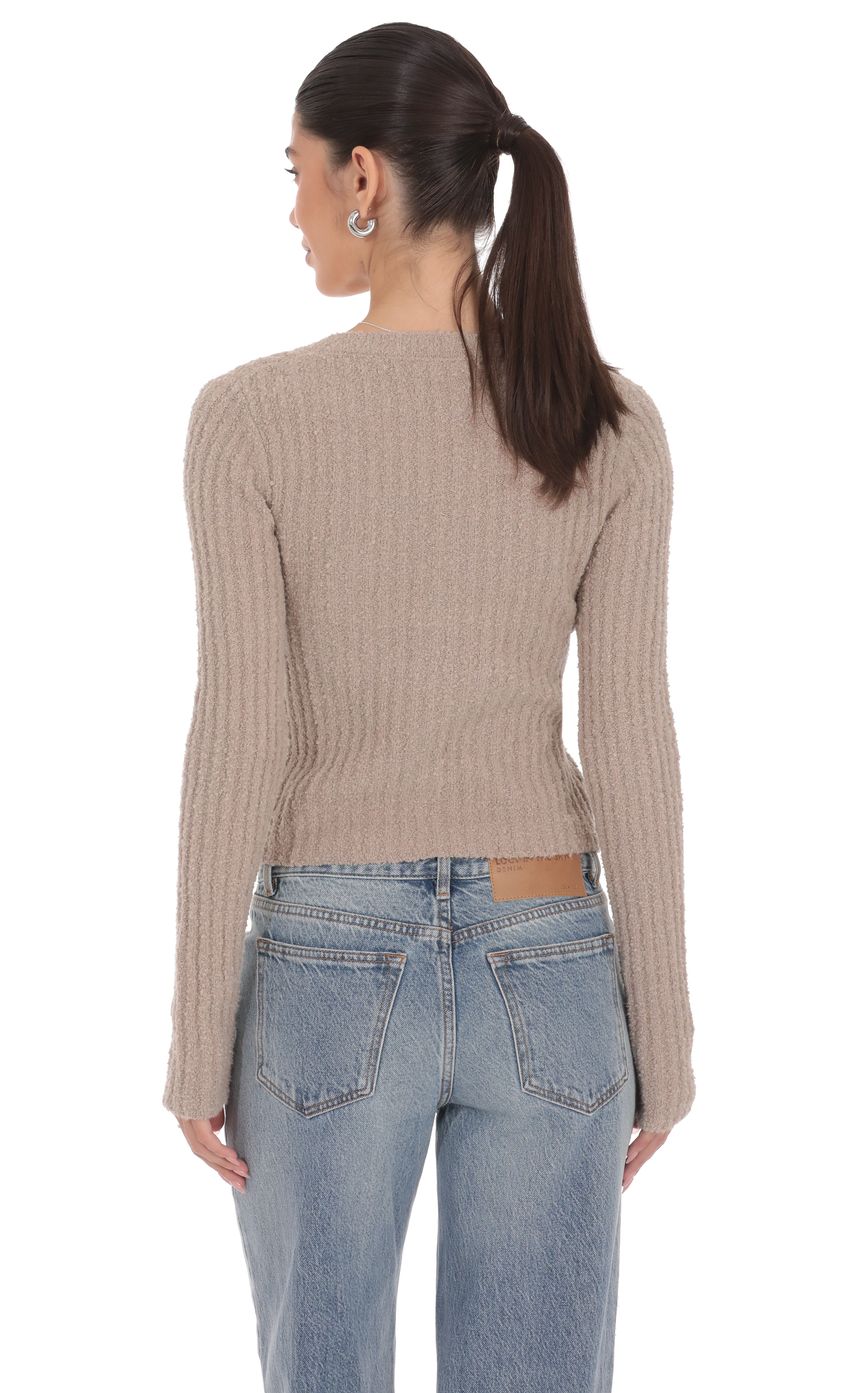 Product image for Ribbed Knit Cardigan in Light Brown