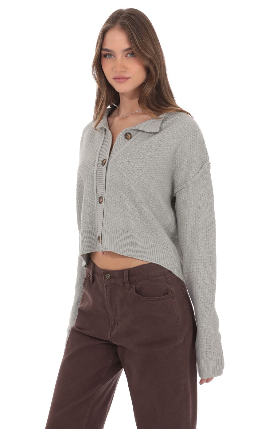 Product image for Cable Knit Cardigan in Gray