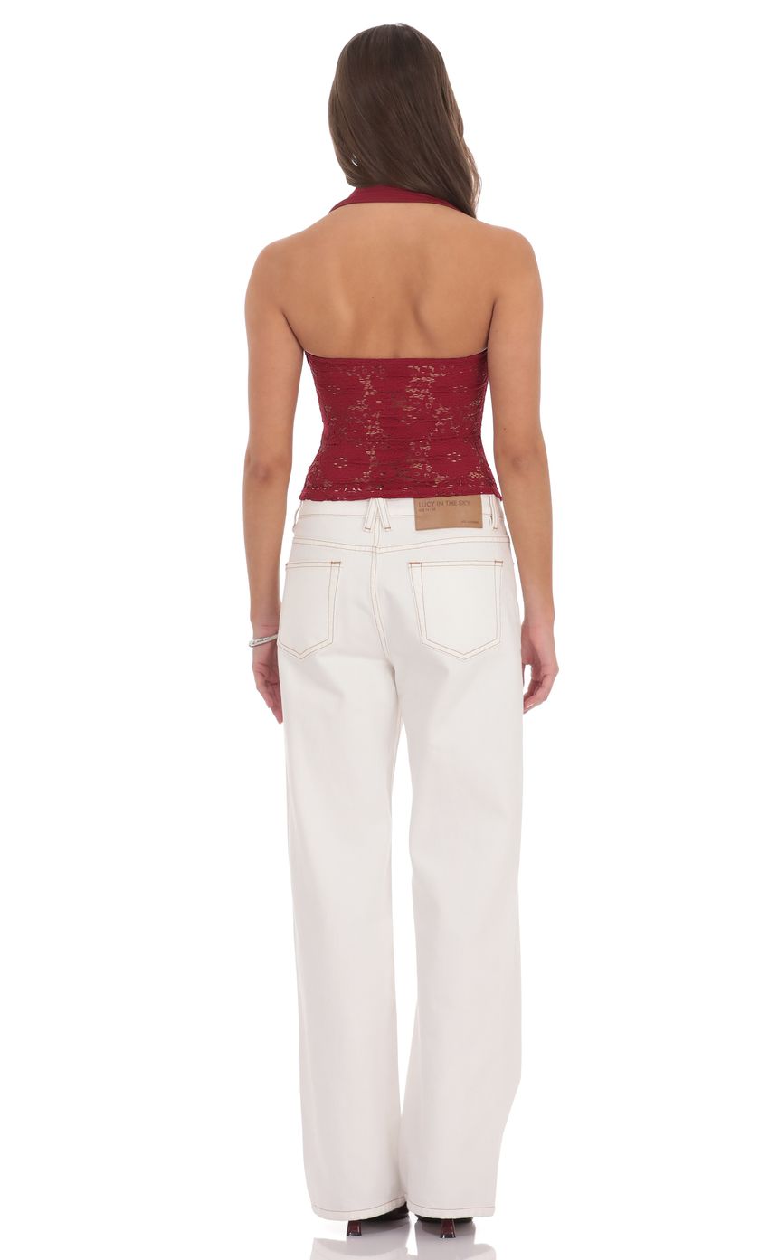 Product image for Lace Halter Top in Red