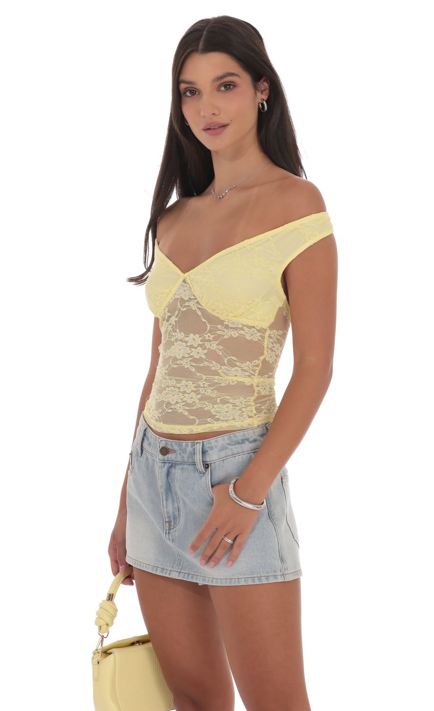 Product image for Off Shoulder Lace Top in Yellow
