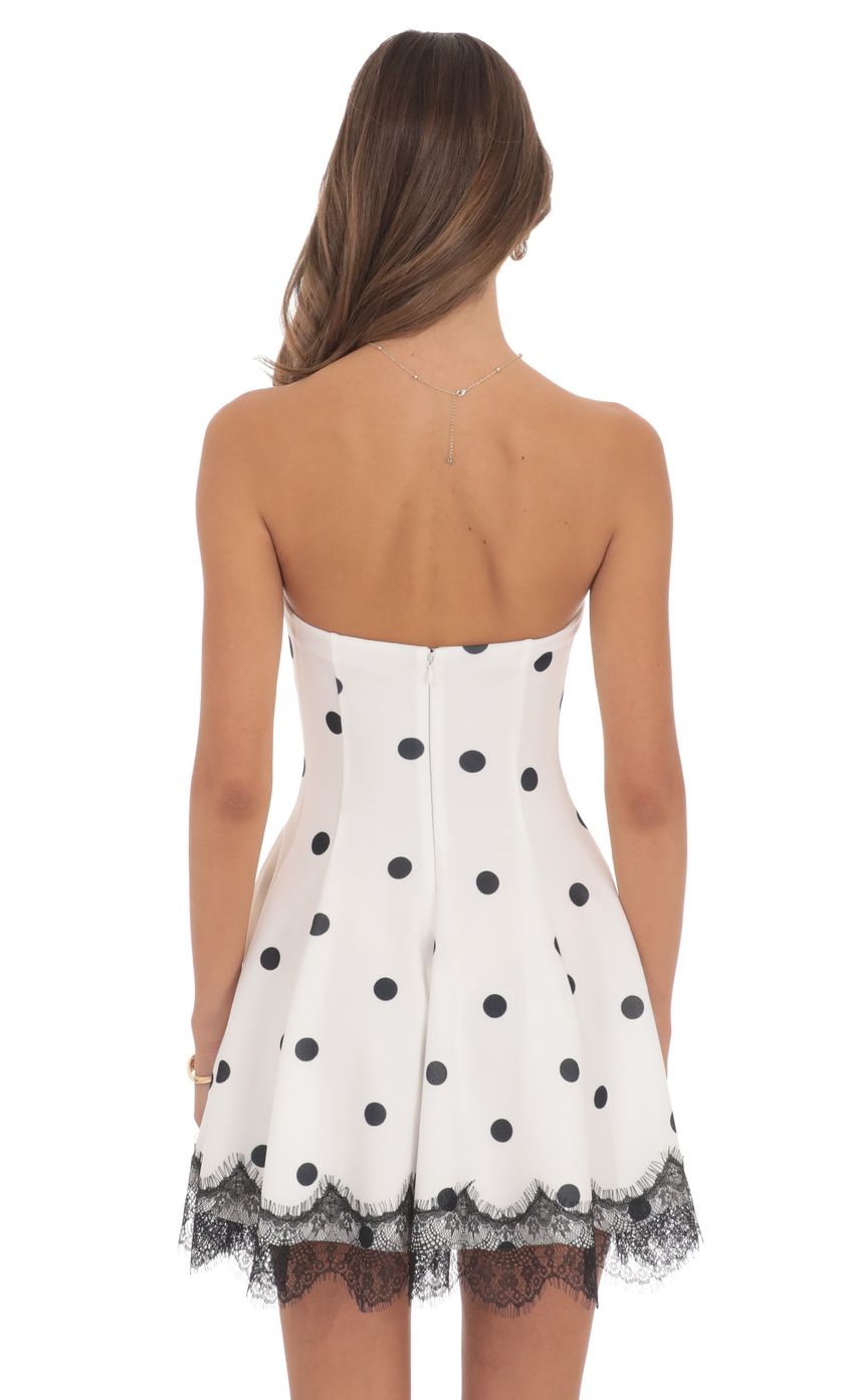Product image for Polka Dot Mini Dress with Lace Trim Hem
