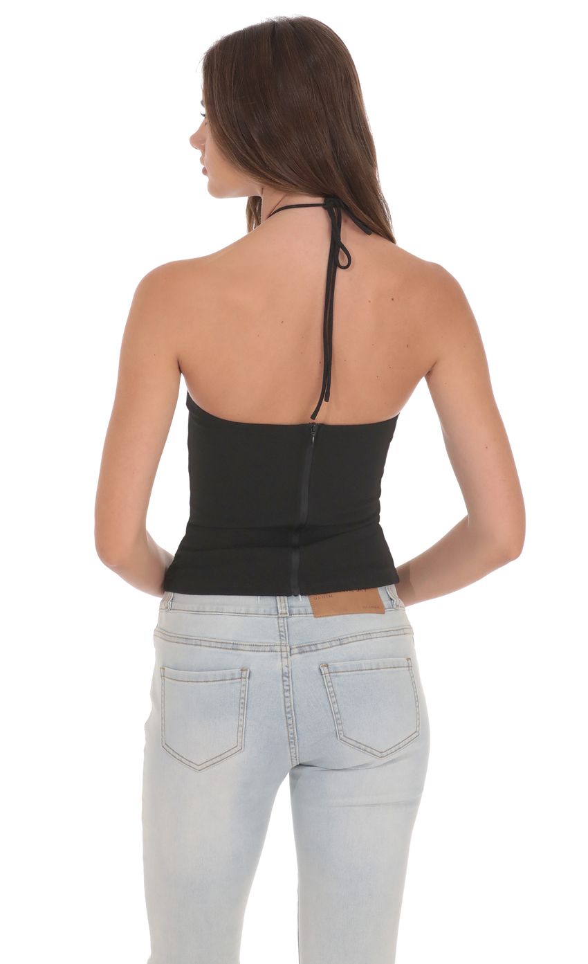 Product image for Rhinestone Rosette Top in Black