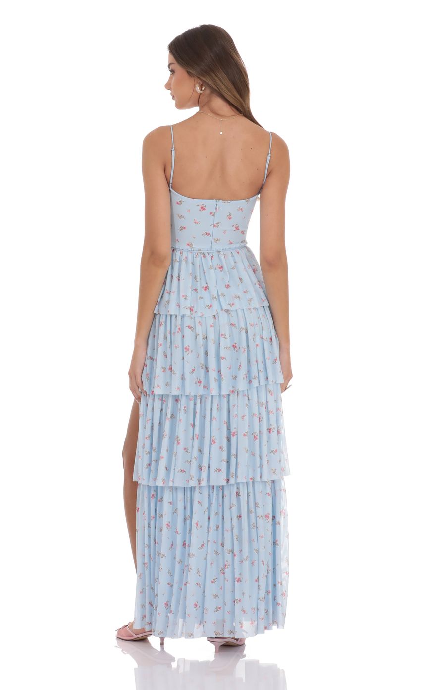Picture Floral Mesh Ruffle Maxi Dress in Blue. Source: https://media-img.lucyinthesky.com/data/product-media/850xAUTO/890e4938-48d8-438a-9b9b-ec059c4577ff.jpg