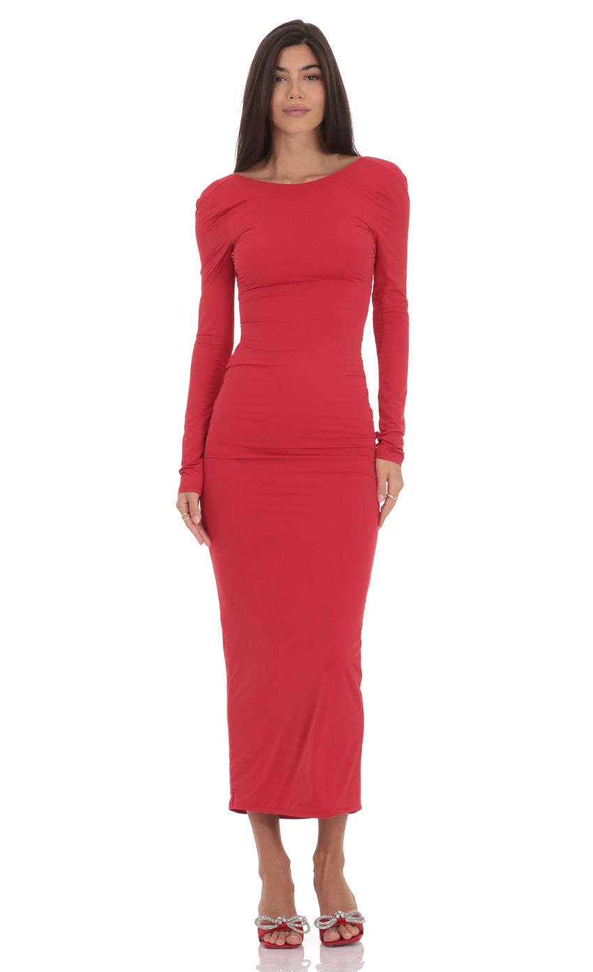 Product image for Open Back Bow Maxi Dress in Red