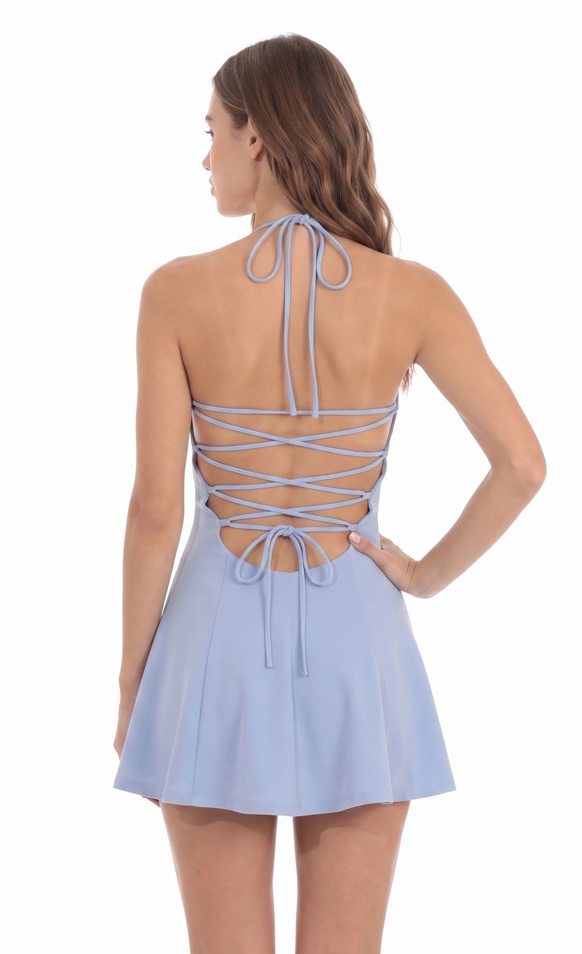 Product image for Bust Fit and Flare Dress in Blue