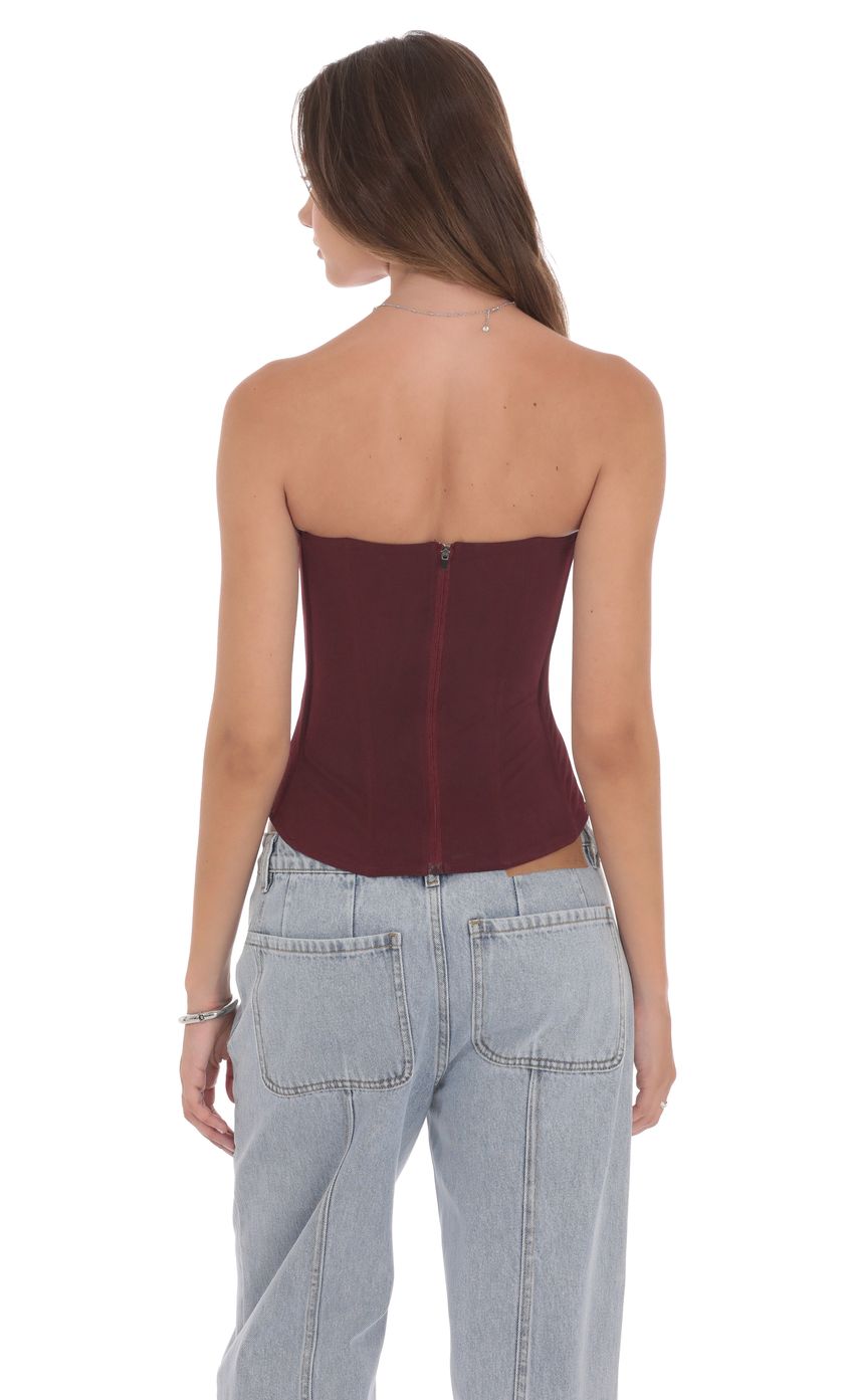 Product image for Strapless Corset Top in Burgundy