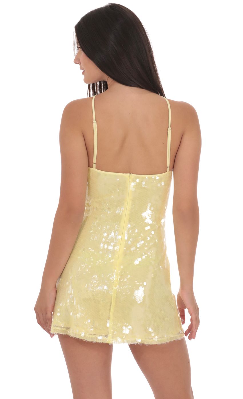 Product image for Sequin Halter Dress in Yellow