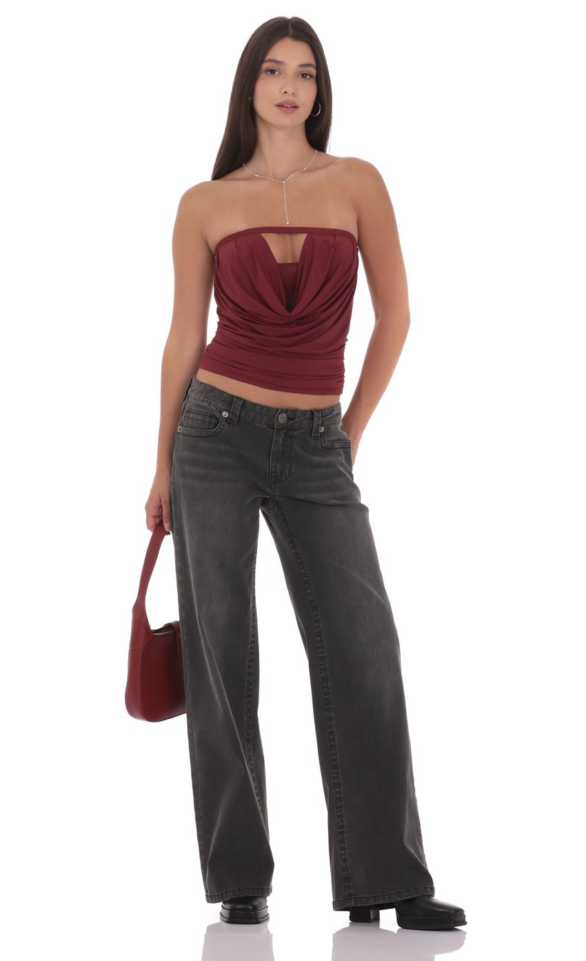 Product image for Draped Cutout Top in Maroon