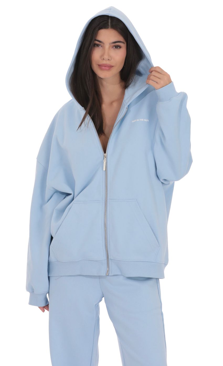 Изображение товара для Синее худи оверсайз на молнии