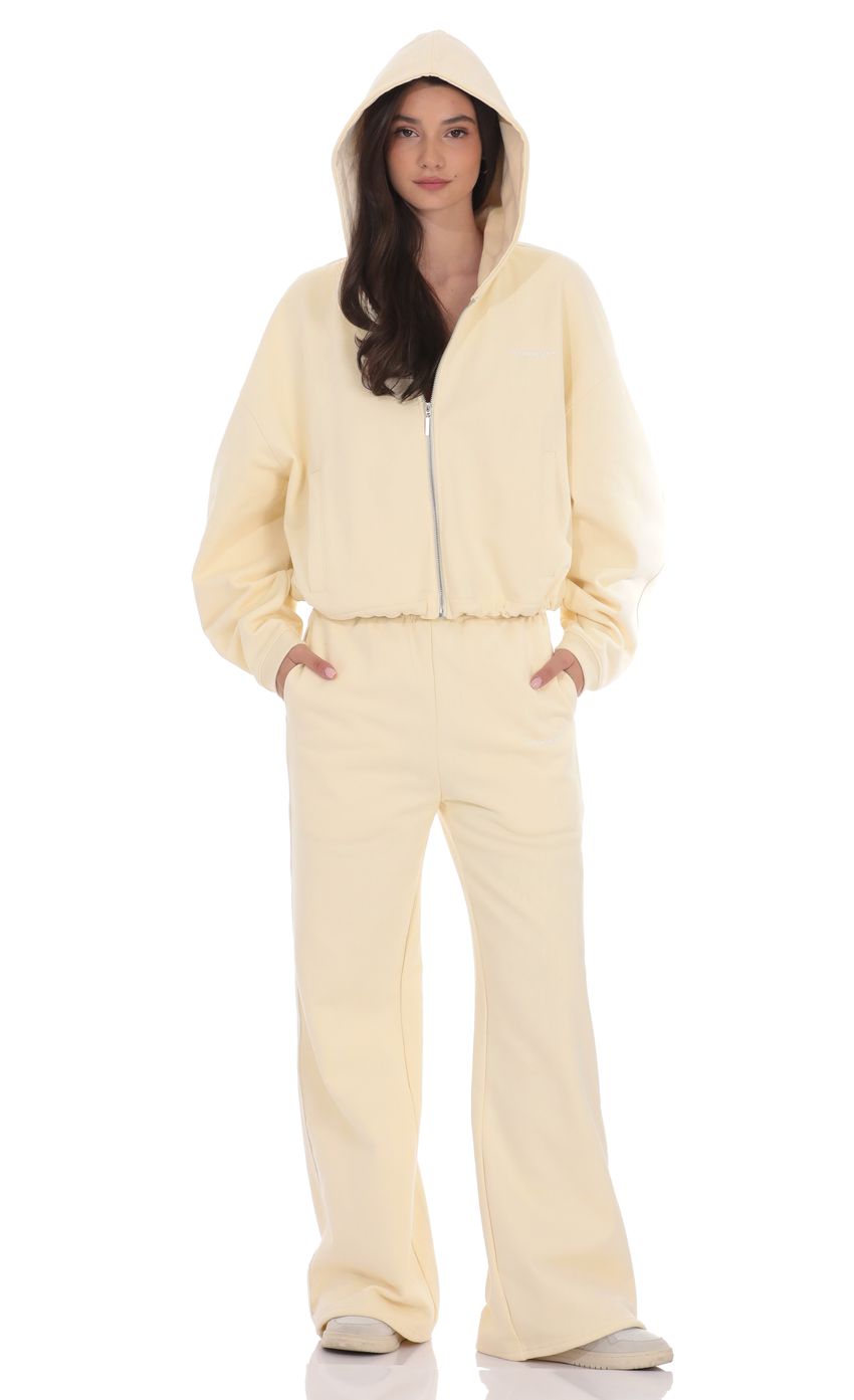 Product image for Cropped Cinch Waist Hoodie in Cream