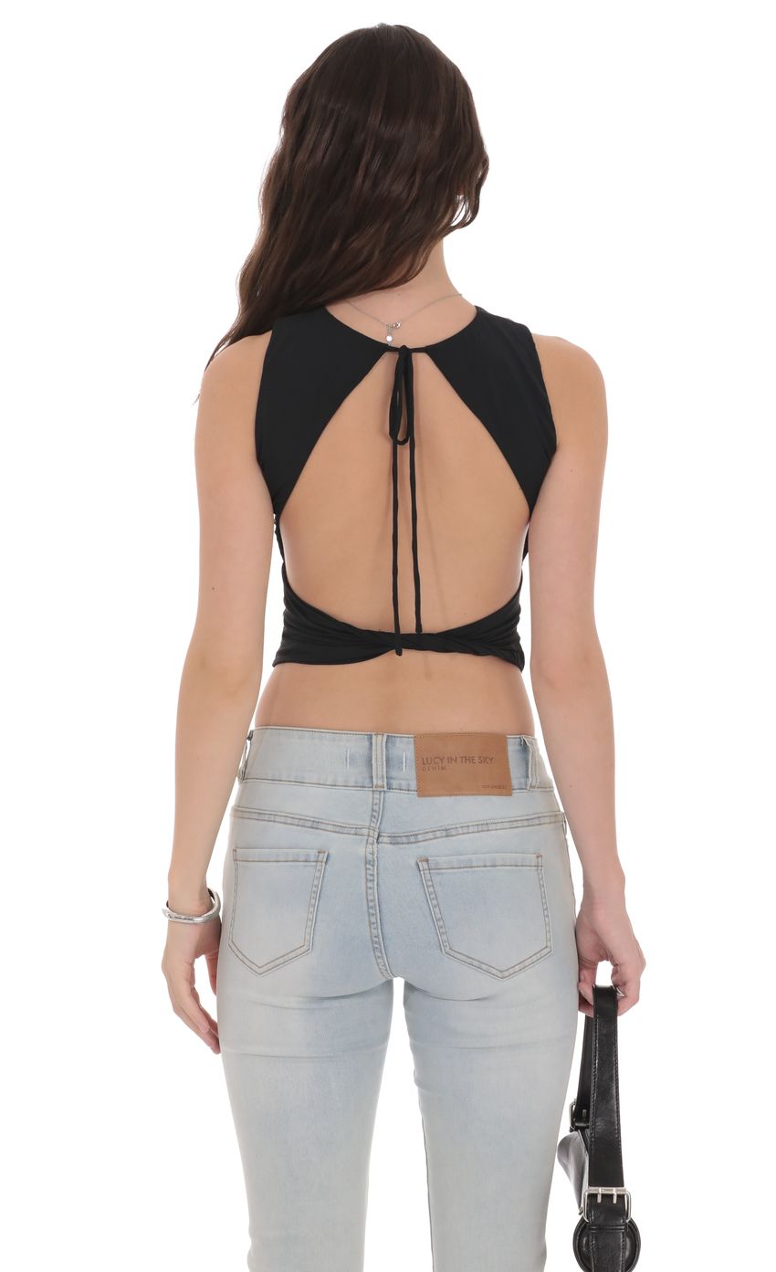 Product image for Open Back Twist Top in Black