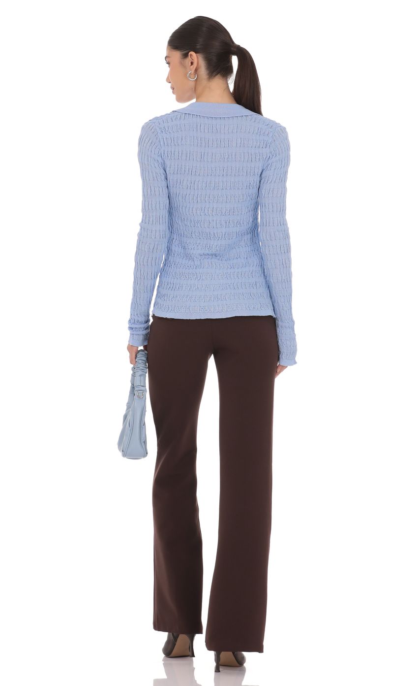 Product image for Textured Ribbed Top in Blue