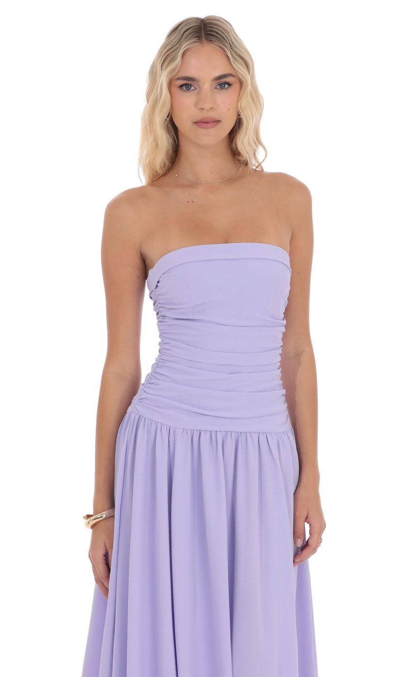 Picture Strapless Drop Waist Maxi Dress in Lavender. Source: https://media-img.lucyinthesky.com/data/product-media/850xAUTO/8af97c2a-e50c-4915-a0dc-a54868b4d00d.jpg