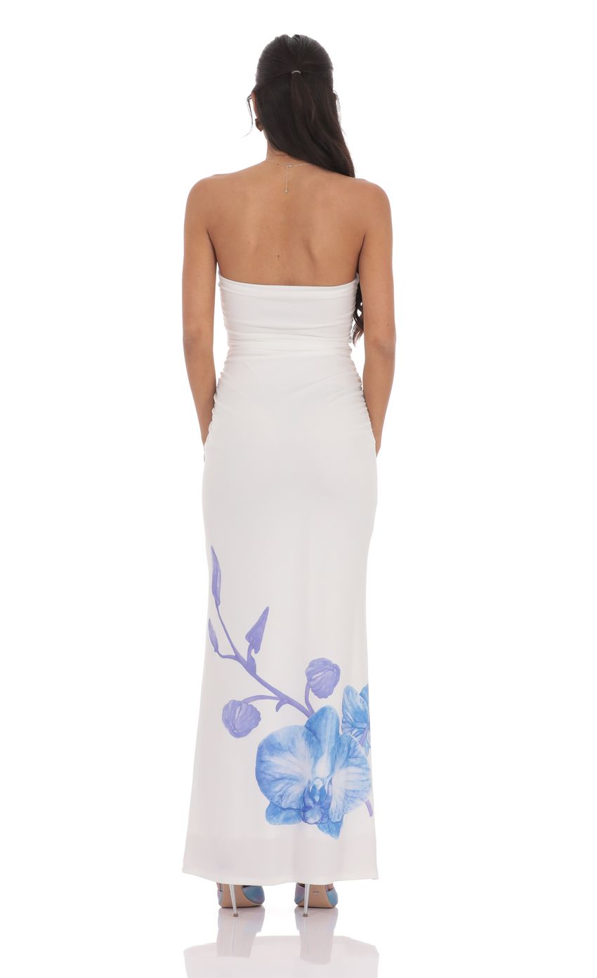 Picture Strapless Floral Print Maxi Dress in White. Source: https://media-img.lucyinthesky.com/data/product-media/850xAUTO/8b77ad7b-44b1-475b-a9d5-628ee205cc26.jpg