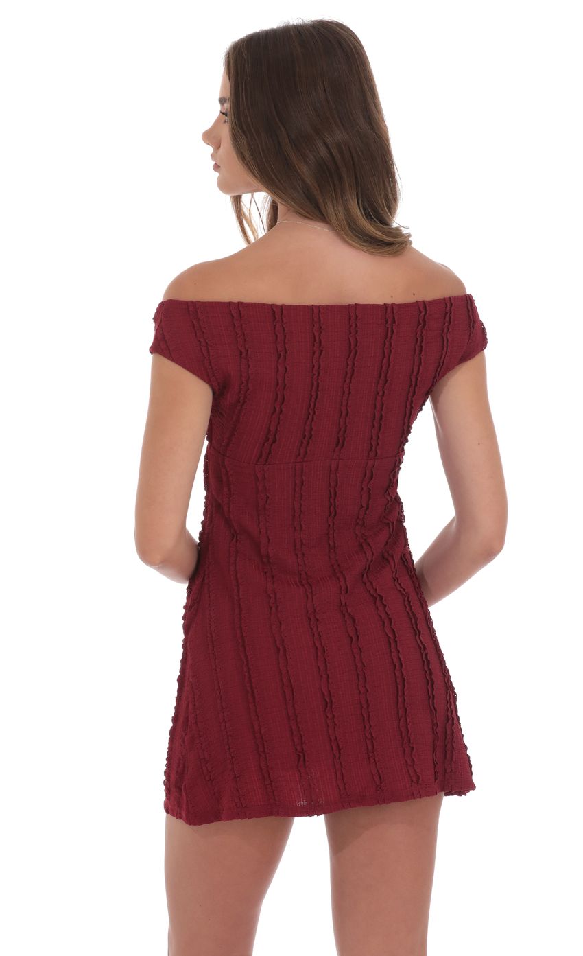 Product image for Off Shoulder Lace Dress in Maroon