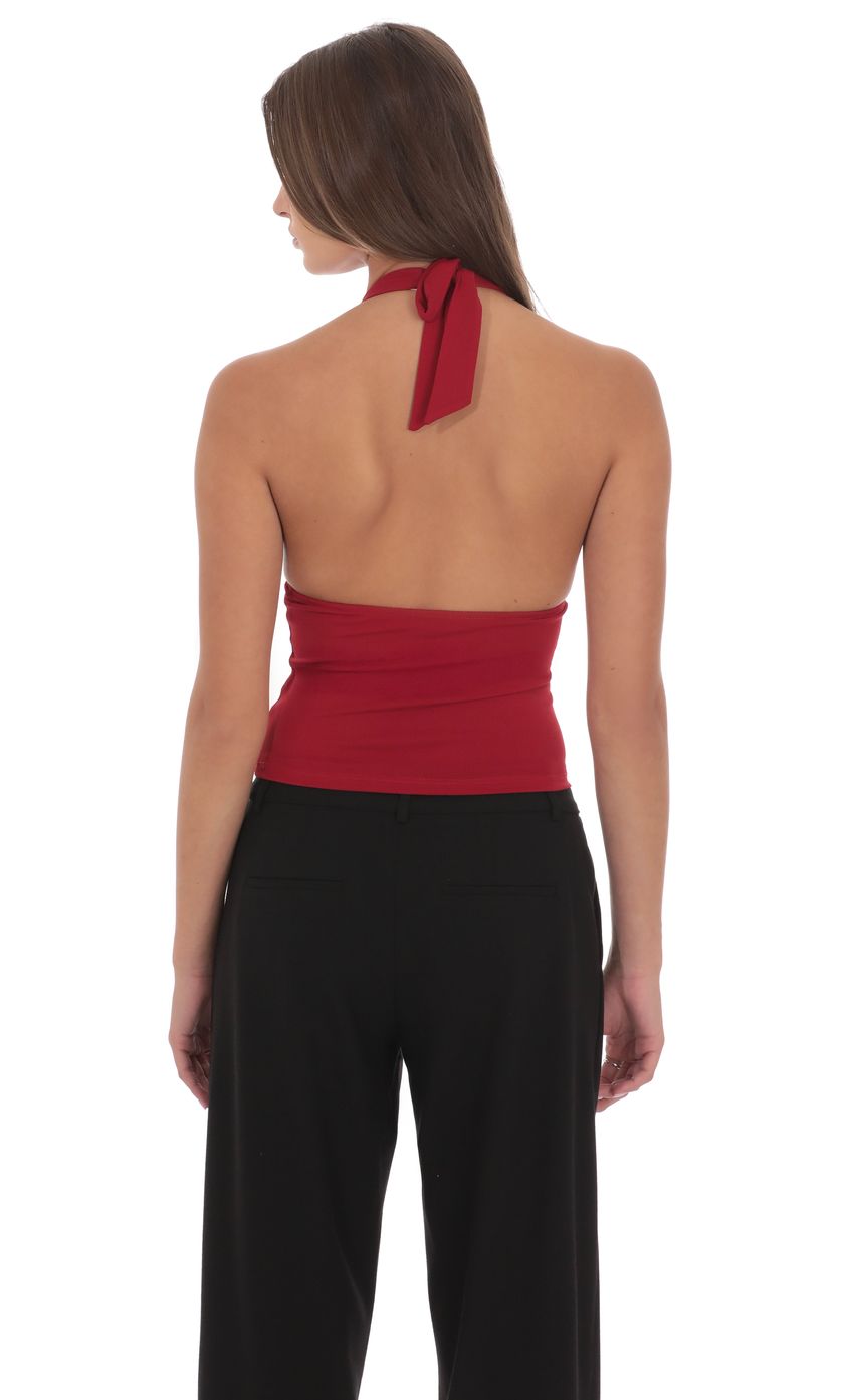 Product image for V-Neck Halter Top in Maroon