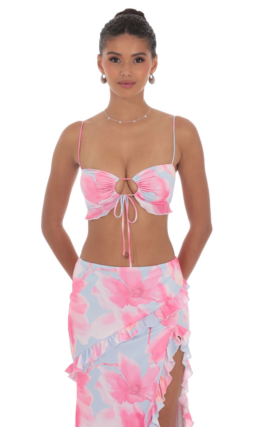 Picture Floral Ruffle Two Piece Set in Blue. Source: https://media-img.lucyinthesky.com/data/product-media/850xAUTO/8c0a4cf3-22d0-4735-9dde-1aa716adab64.jpg