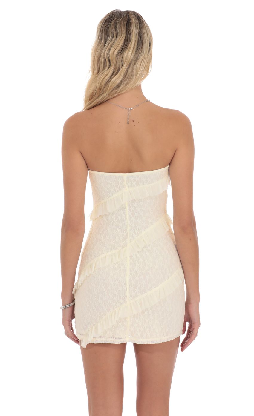 Product image for Strapless Lace Ruffle Dress in Ivory