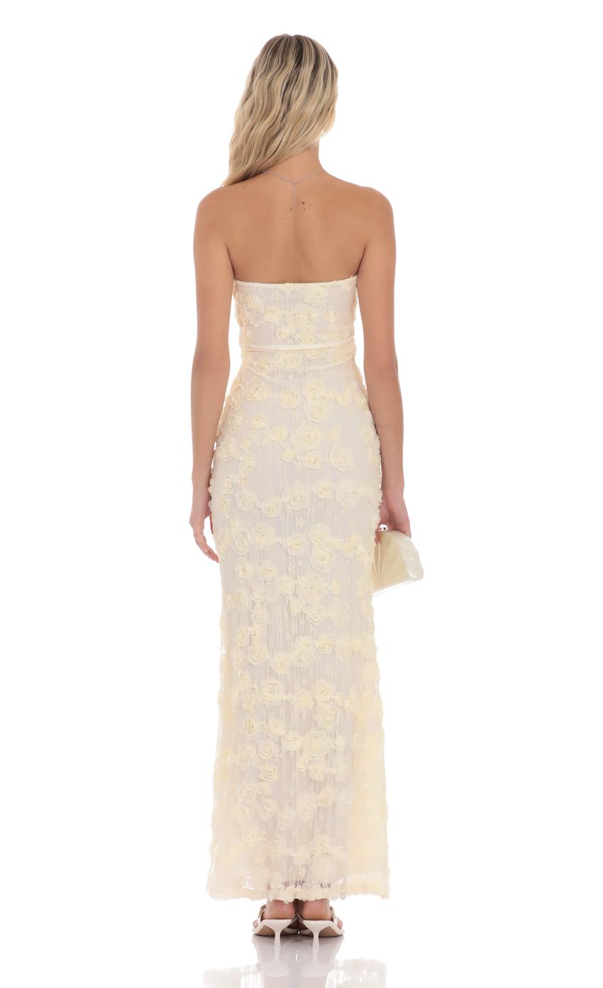 Picture Rosette Strapless Maxi Dress in Cream. Source: https://media-img.lucyinthesky.com/data/product-media/850xAUTO/8c3b803b-6264-488f-aa28-f382c27ecb97.jpg