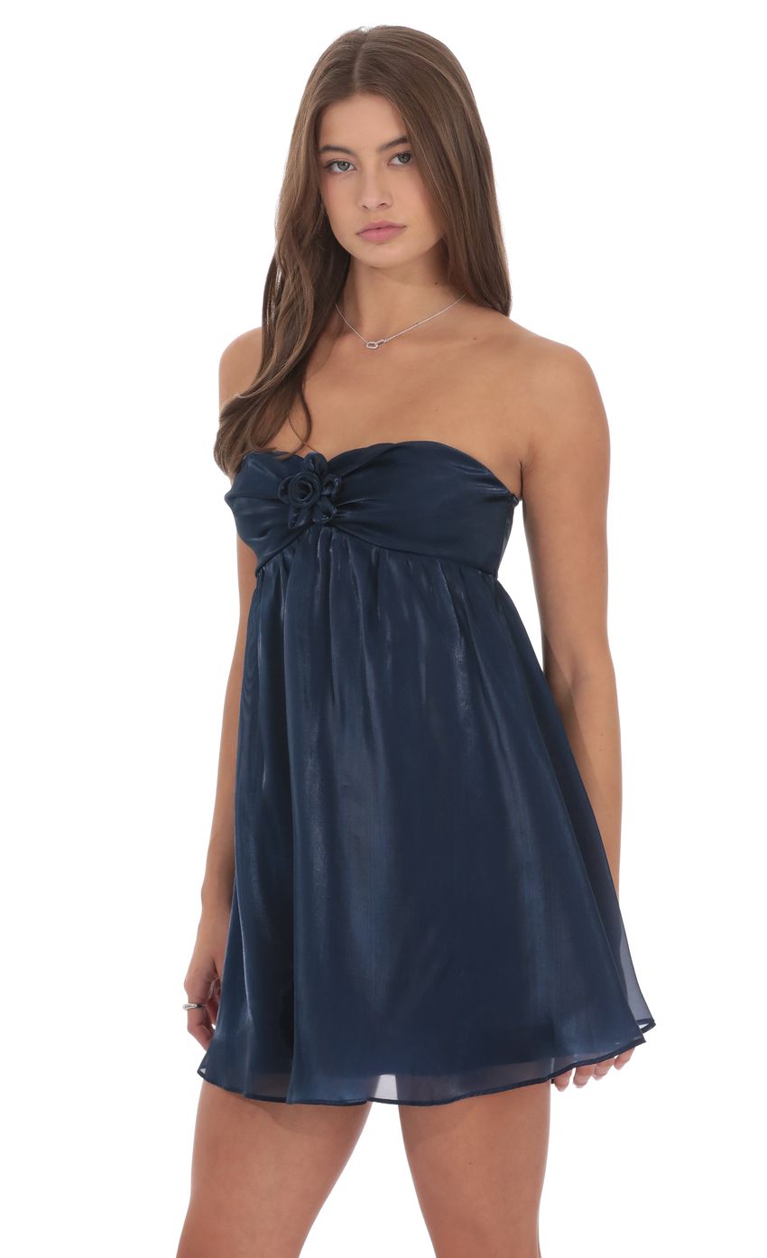 Product image for Florette Strapless Babydoll Dress in Navy