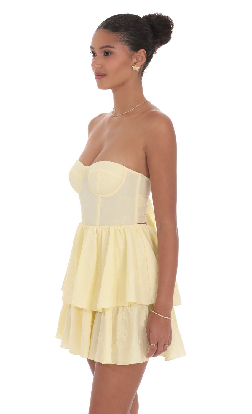 Picture Jacquard Corset Mini Dress in Yellow. Source: https://media-img.lucyinthesky.com/data/product-media/850xAUTO/8c9636d4-2a77-4be7-8de0-f32014e197f9.jpg