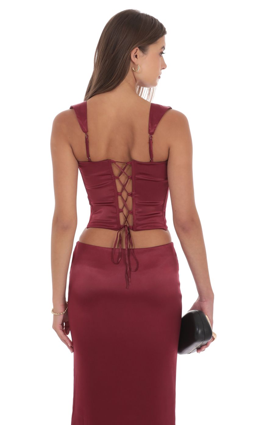 Product image for Satin Corset Top in Maroon