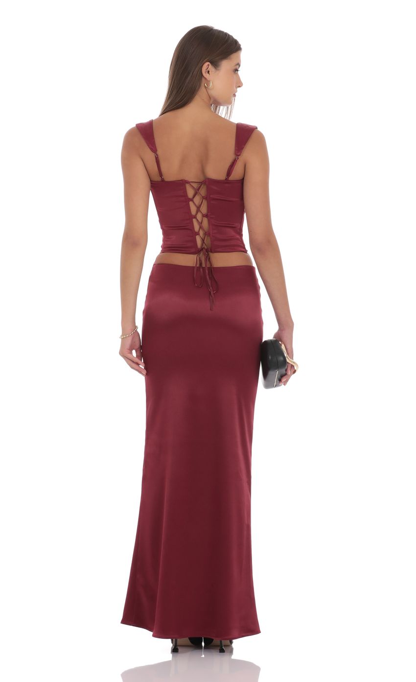 Product image for Satin Maxi Skirt in Maroon