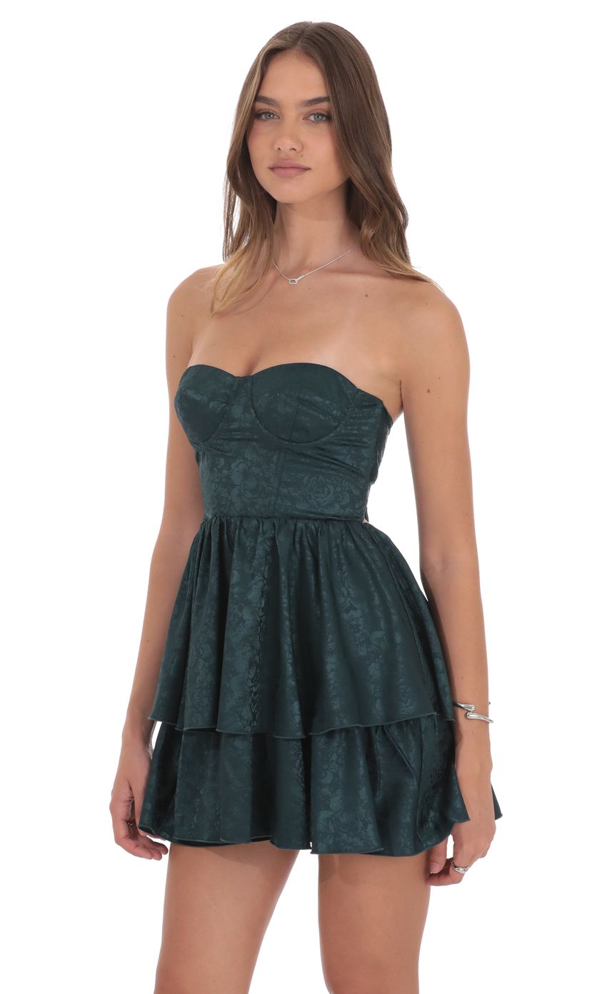 Product image for Jacquard Corset A-line Dress in Green