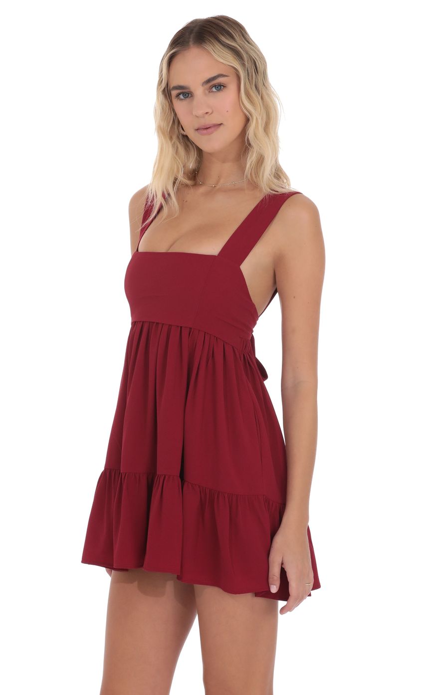 Product image for Square Neckline Babydoll Dress in Red