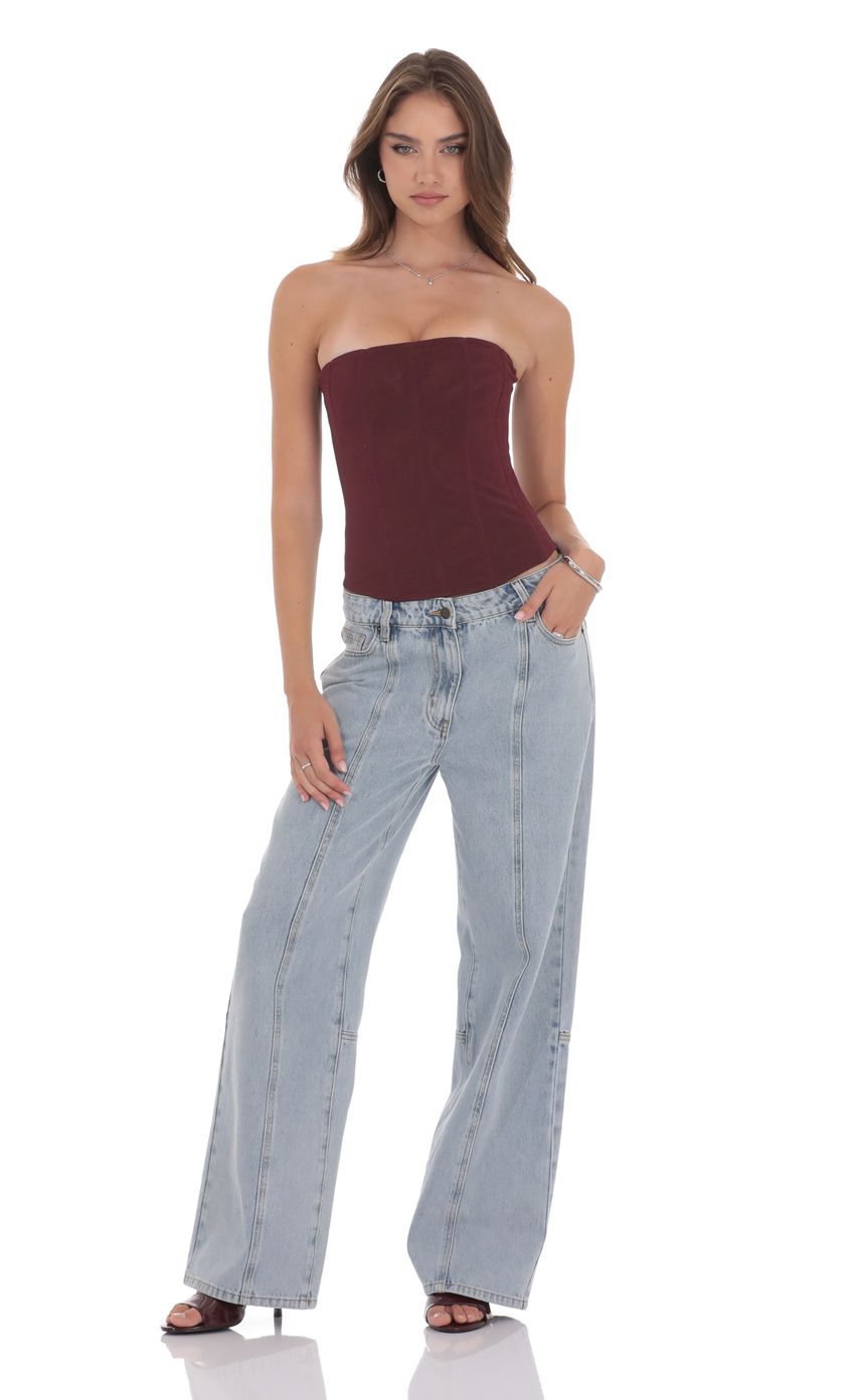 Product image for Strapless Corset Top in Burgundy