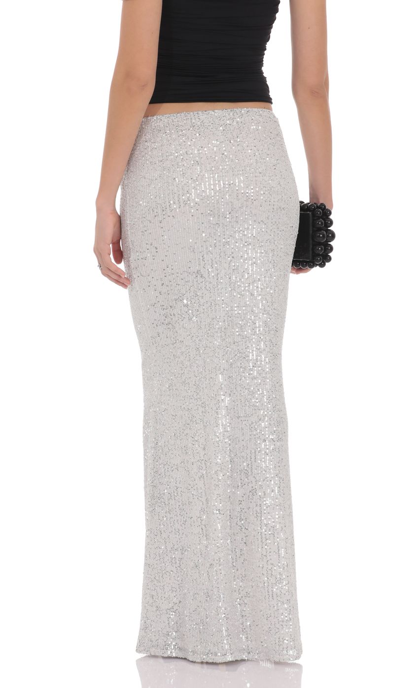Product image for Sequin Maxi Skirt in Silver