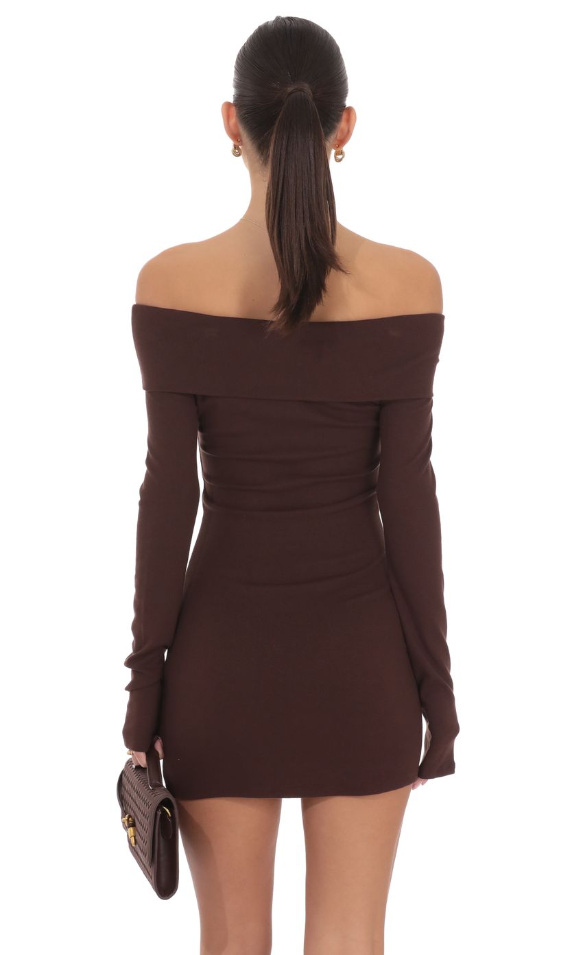 Product image for Charmed Off Shoulder Dress in Brown