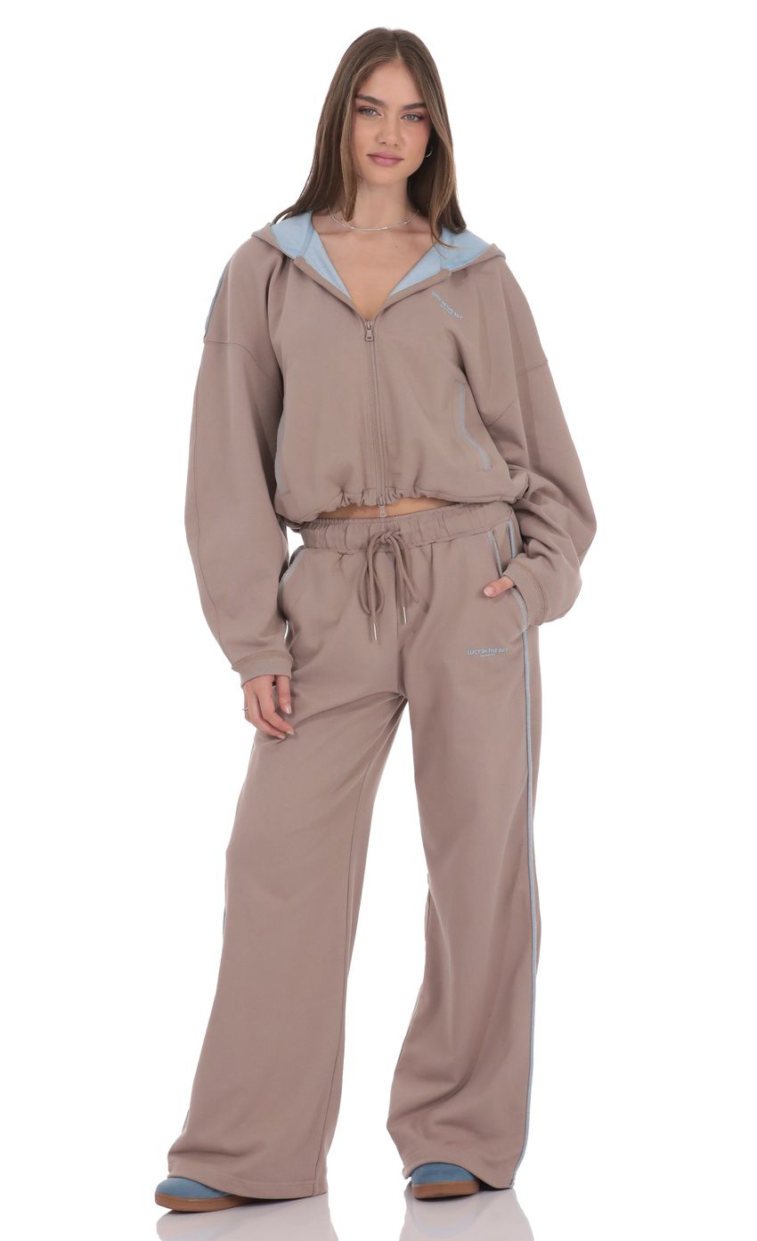 Product image for Two-Toned Cinchable Sweatpants Pants in Taupe