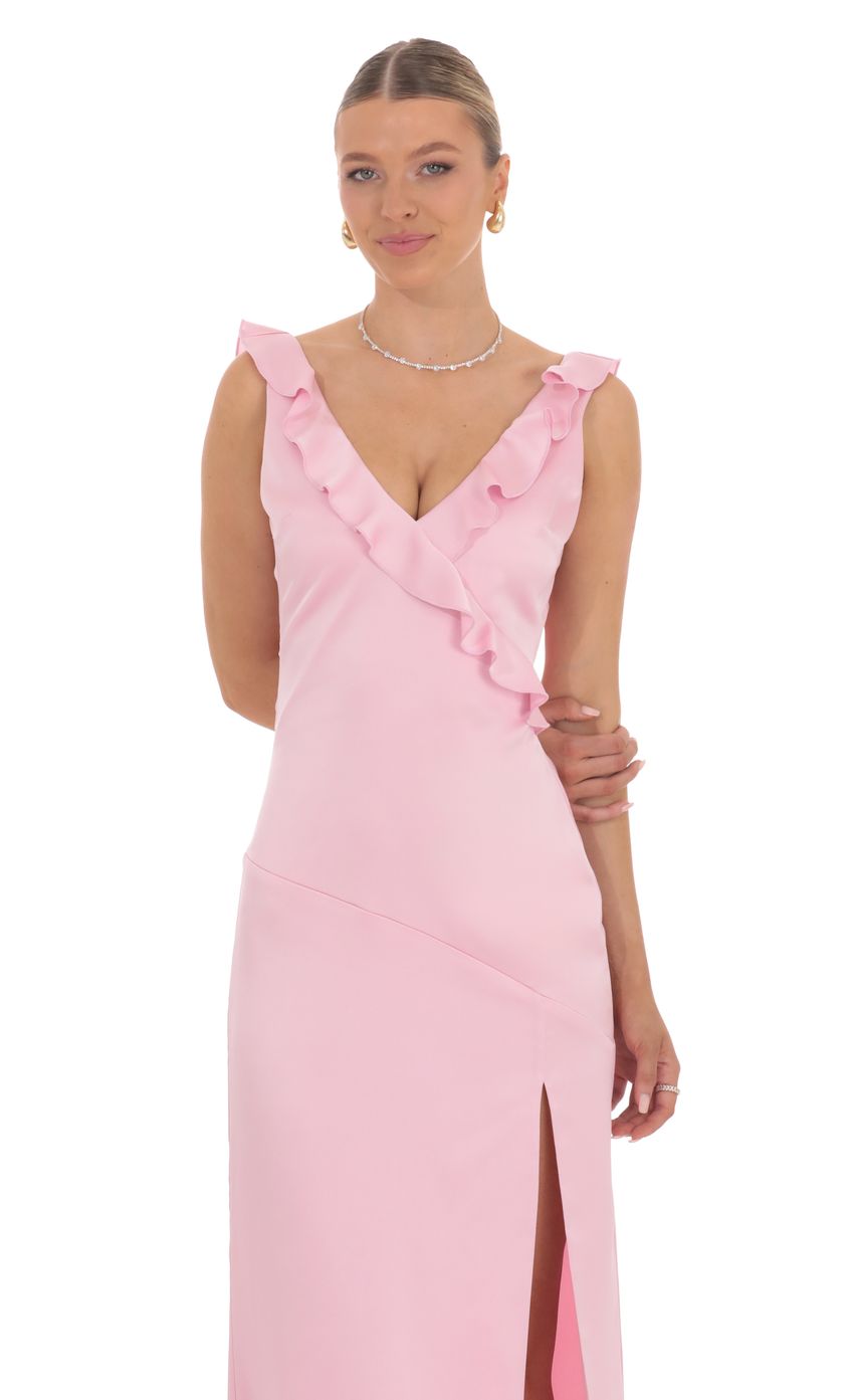 Picture Satin V-Neck Open Back Maxi Dress in Pink. Source: https://media-img.lucyinthesky.com/data/product-media/850xAUTO/8fc9000f-c2bb-4fb2-a86c-7d1c460867c5.jpg